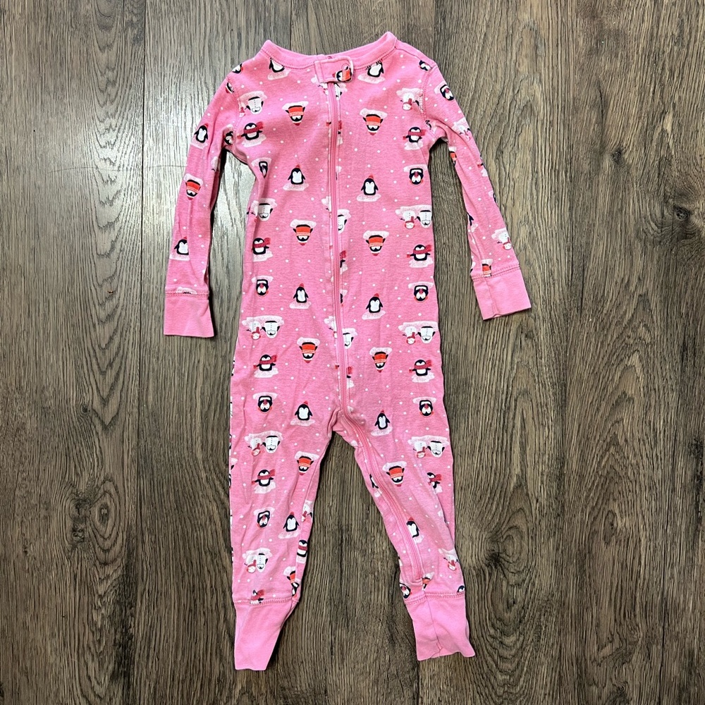 Old Navy Pink Penguin Zip Up Pajamas